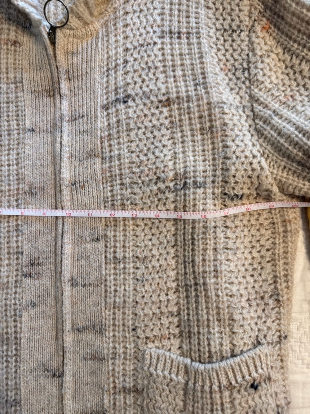 Pendleton 70’s Cream Zip-Up Chunky Cardigan with Ring Pull - Picture 7 of 8